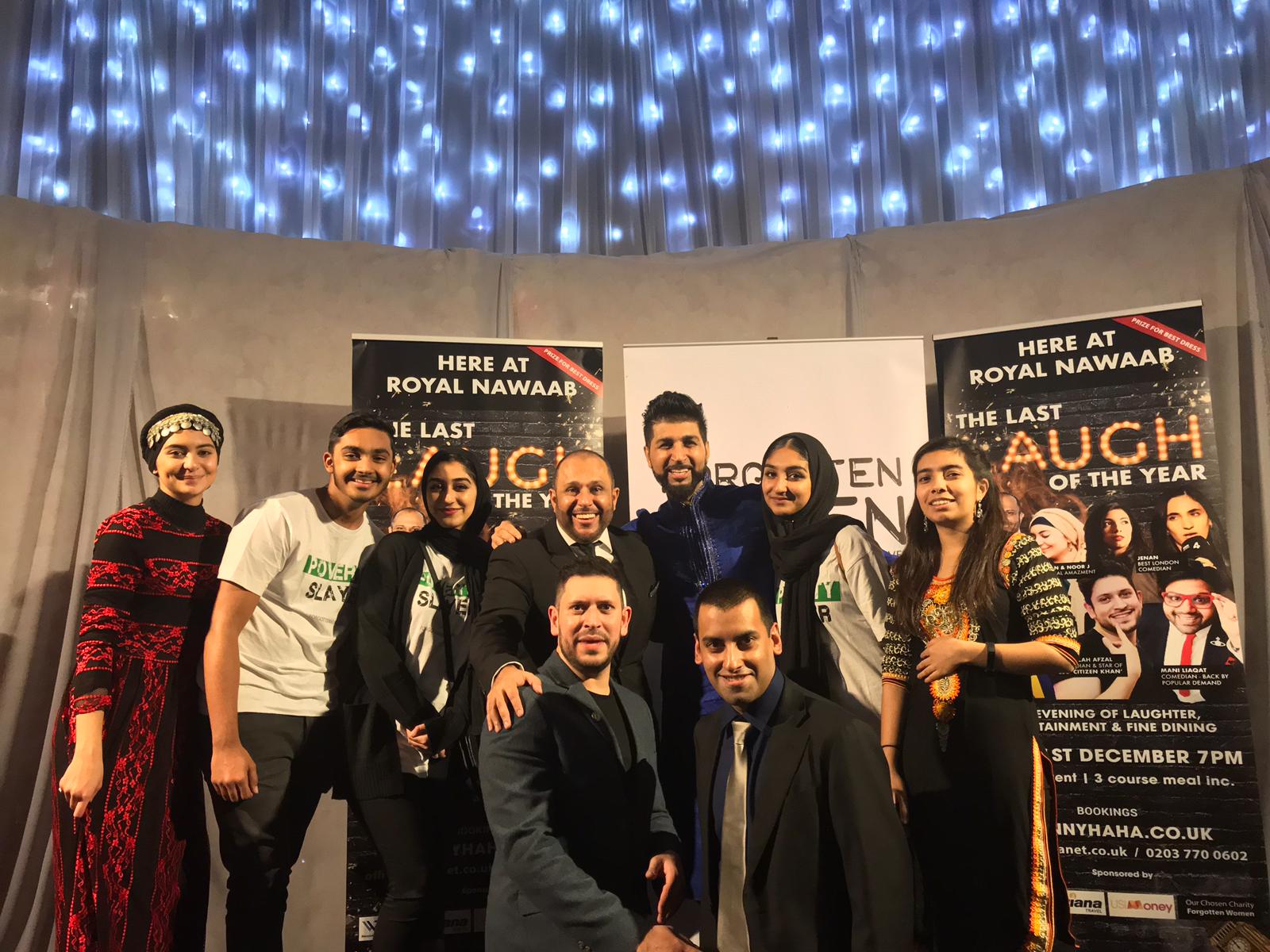 Group photo after a night of entertaining at the Forgotten Women charity gala dinner and fundraiser, which featured mind reading, music and comedy!