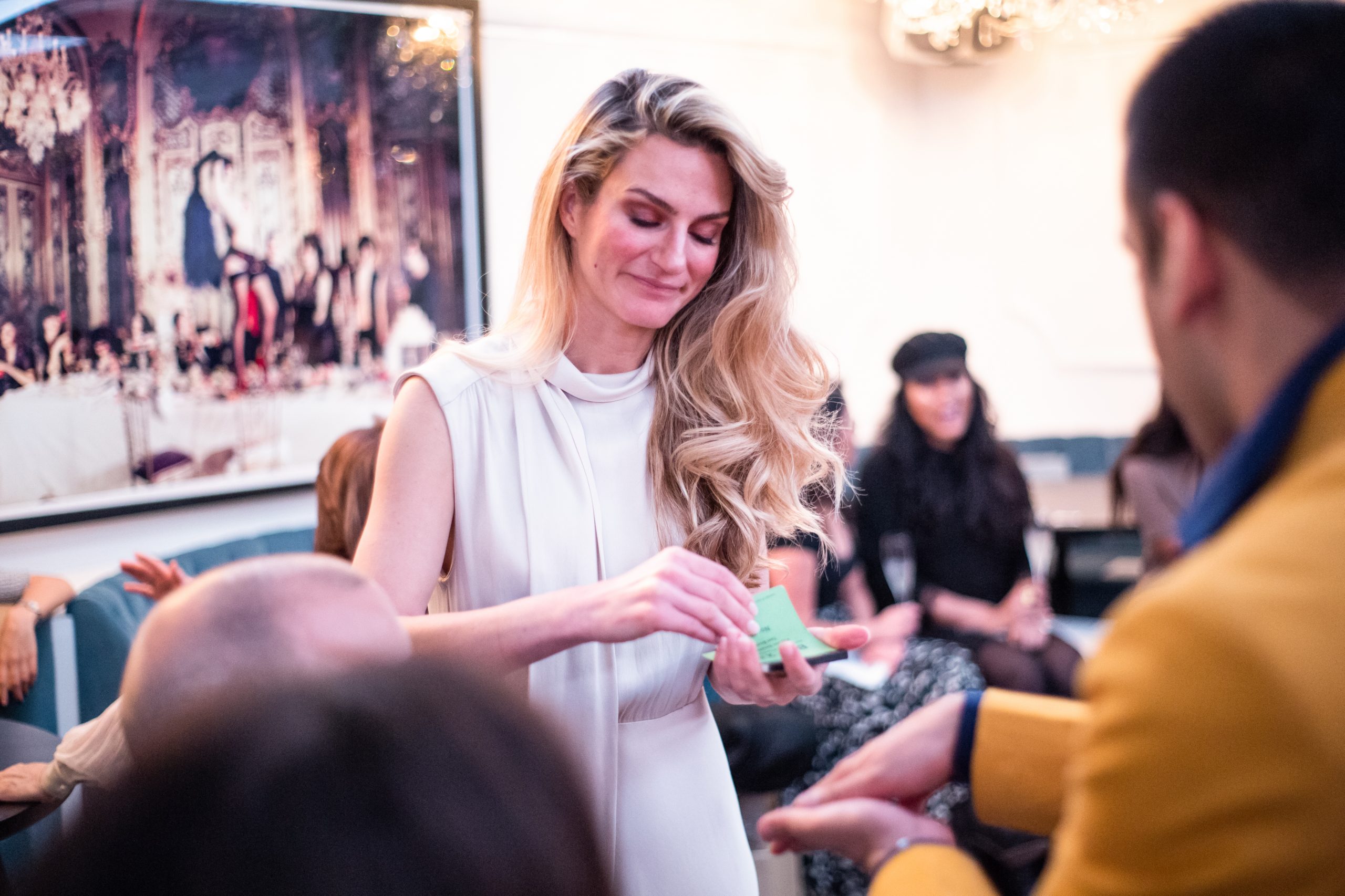 Entertaining an Actress during Nina Naustdal's London Fashion Week show at the fine dining restaurant Bagatelle London